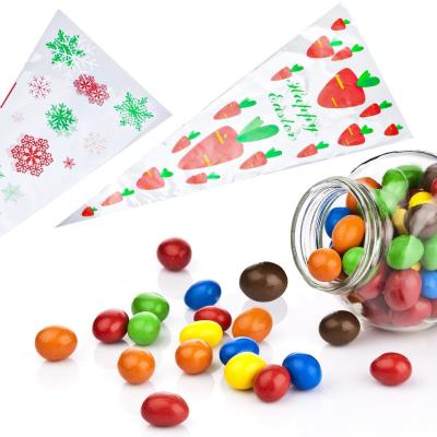 China 200 PCS Cone Bag 6 x 15 Inch Clear Triangle Treat Bags with Twist Ties for Handmade Cookie for sale