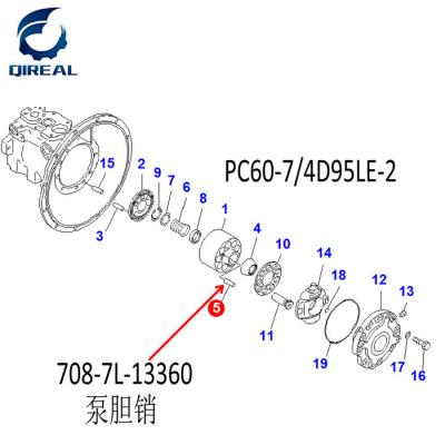 Chine Pin 708-7L-13360 de pompe hydraulique de l'excavatrice PC60-7 à vendre
