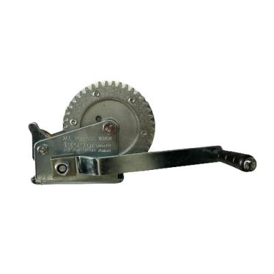 China Zinc Plated Marine Trailer Winch Hand Winch 1200lbs With Cable And Hook for sale
