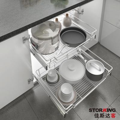 China SS304 Kitchen Pull Out Organizer Cabinet Pull Out Wire Basket Chrome Plating for sale