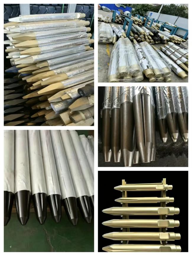 SB50 Hydraulic Road Breaker Chisel Tip in professional construction setting