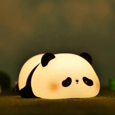 China Christmas Gifts Silicone Panda Night Light Cartoon Animal Cute Sleep Led Children'S Silicone Night Light For Baby Kid for sale
