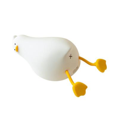 China Babies Kids Silicone Animal Night Light With Charging Port 3 Level Dimmable Silicone LED Lying Flat Duck Lamp for sale