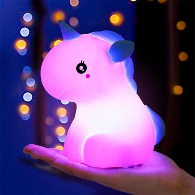 China Unicorn Silicone LED Night Light Squishy Kawaii Night Lights For Baby Nursery Children Toddlers Teen Girls for sale