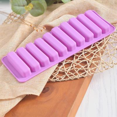 China Long Strips Silicone Mold Heart Shaped Cookie Mold 10 Cavity Chocolate Molds Ice Cube Tray Jelly Cake Candy Baking for sale