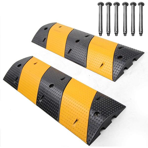 Quality Large Heavy Duty Rubber Speed Bumps 2 Pack 2 Channel 22000lbs Load Capacity 40