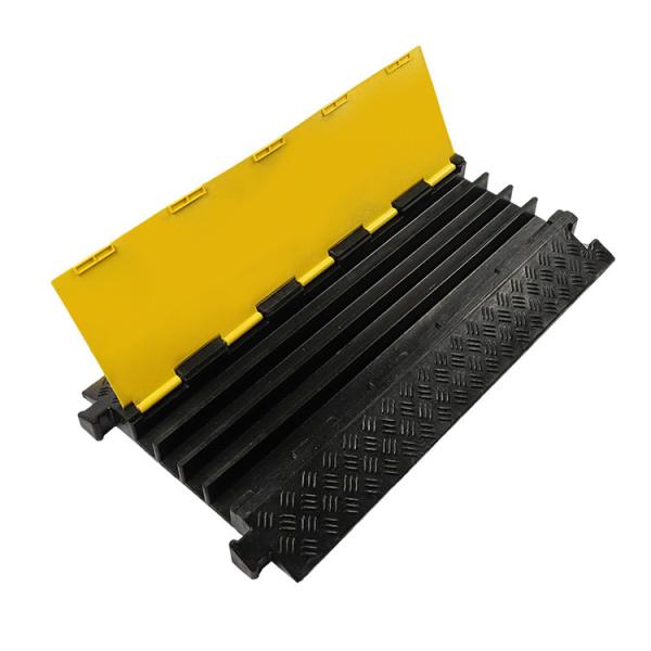 Quality Rubber Cable Chute Speed Bump Cable Protection Groove Pressure Plate Indoor Outdoor Traffic Wire Over Wire Plate for sale