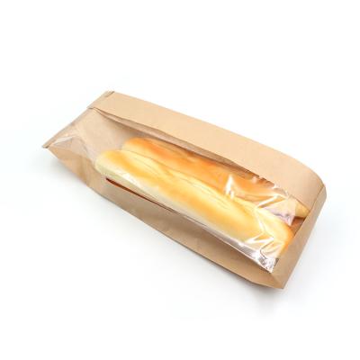 China Food Grade Greaseproof Kraft Paper Pouch With Window For Croissant for sale
