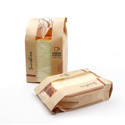 China Brown Bread Kraft Paper Packing Bags With Window FCS SGS FDA Certified for sale