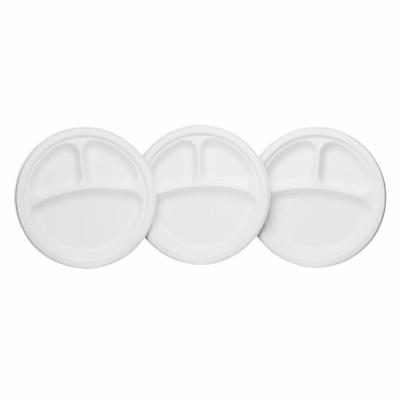 China White 3 Compartment Paper Plates , Recyclable 9 Inch Paper Plates for sale