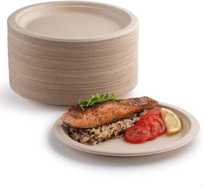 China Bagasse Kraft Paper Plate Biodegradable For Dinner Party Restaurant for sale
