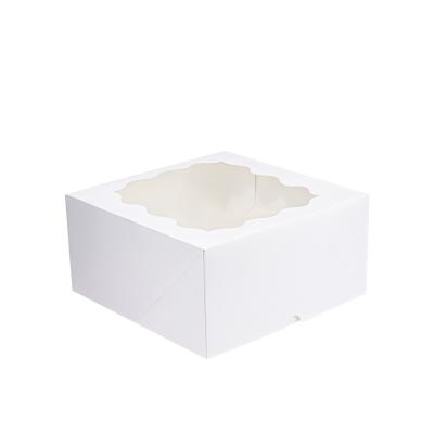China White Paper Takeaway Containers , Kraft Square Cake Box With Window for sale