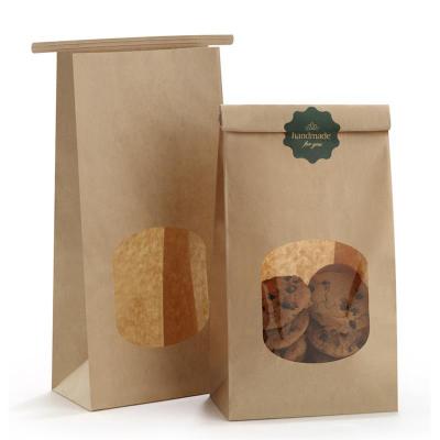 China Customized Kraft Bakery Bags With Window For Takeaway / Fast Food / Bakery Goods for sale