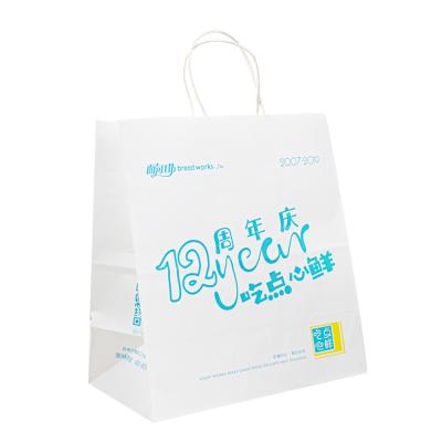 中国 Paper Twist Rope Eco Friendly Paper Bag 8 Color Flexo Printing Handle Paper Bags 販売のため