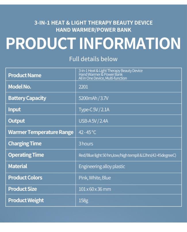 LED Light Therapy Device features diagram