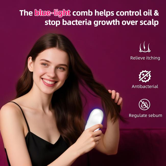 Vibration Blue Light Ionic Hair Brush front view