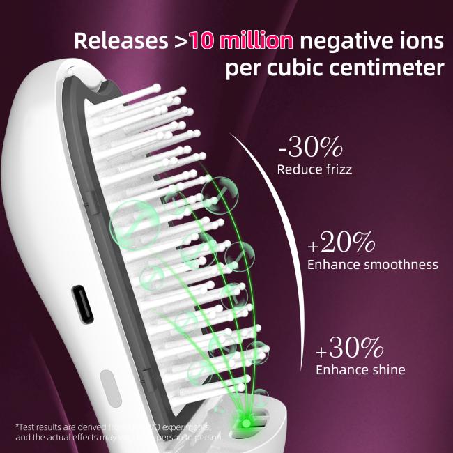 Vibration Blue Light Ionic Hair Brush with charging cable