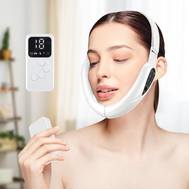 Vibration massage device demonstrating different light therapy modes
