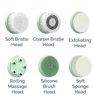 Electric facial brush in use on skin