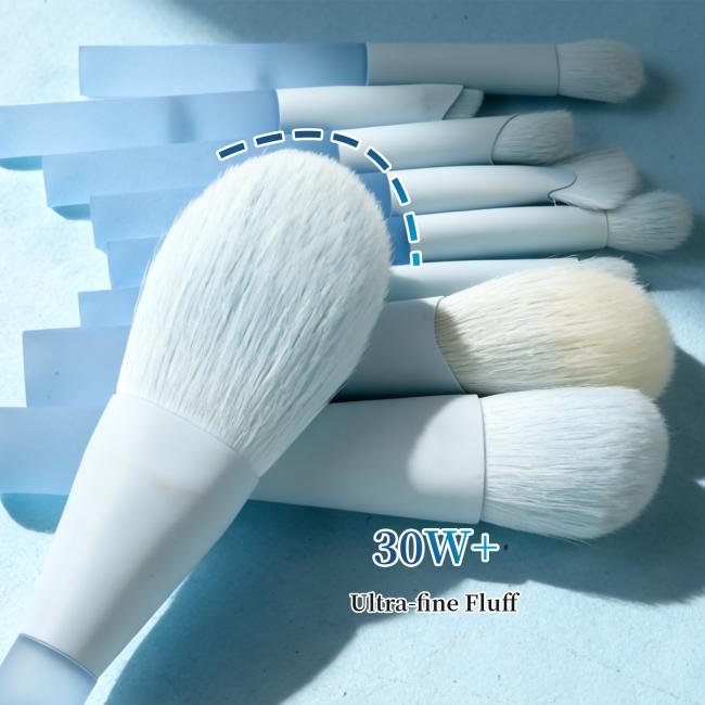 9-Piece Mini Travel Makeup Brush Set in macaron colors