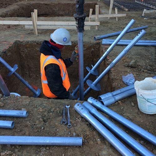 Foundation Repairs Commercial New Construction Screw Ground Pile Helical Anchors