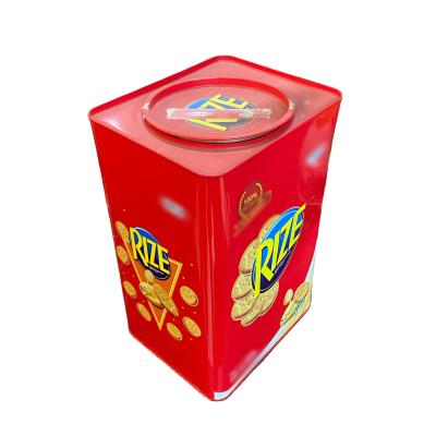 China 5L Cookie Tin Cans 4 Color Square Christmas Cookie Tins for sale