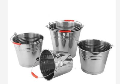 China Round Stainless Steel Bucket 20 Litre 0.35mm Metal Wine Bucket for sale