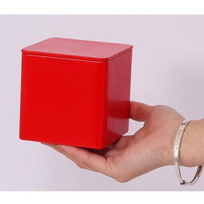 China Mini Square Recycled Metal Tea Container Mooncake Box Empty Cannaburst Tin for sale