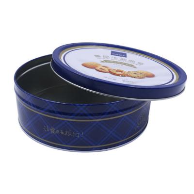 China Cookie vazia impressa Tin Cans Cake Tin Box do biscoito do metal redondo à venda