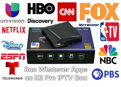 중국 블랙 안드로이드 IPTV 박스 K3 프로 OTT 스트리밍 박스 평생 IPTV 스마트 박스 판매용