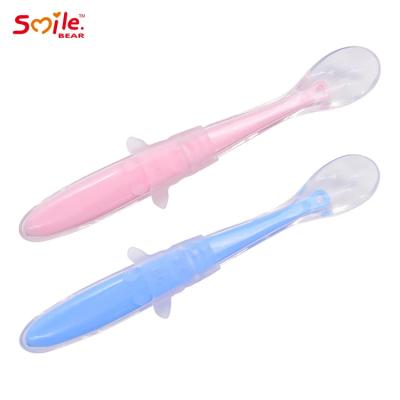 China Soft Silicone Newborn Accessories Heat Resistant Safety Feeding Spoon for sale
