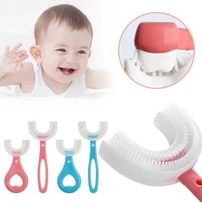 Chine Wholesale Trend 360 Kids U Shape Toothbrush Kids Manual Toothbrush U-shape Baby Silicone Toothbrush à vendre