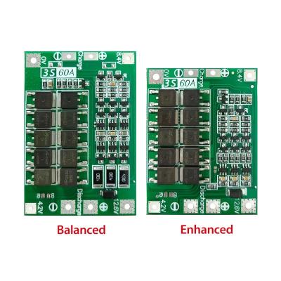 China 3S 60A Li-Ion Lithium Battery Charger Lipo Cell Module PCB BMS Protection Board For Drill Motor 12.6V With Balance for sale
