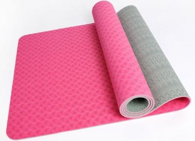 China 6mm pink colour two layer non-slip TPE yoga mat for sale