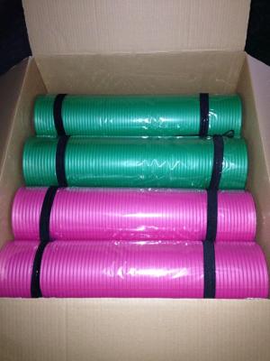 China green& pink 8mm thick nbr yoga mat pilates mat with strap for sale