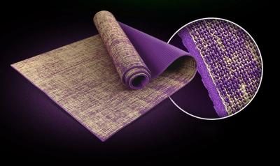 China Ningbo Virson colourful 4mm eco high density pvc jute yoga mat for sale