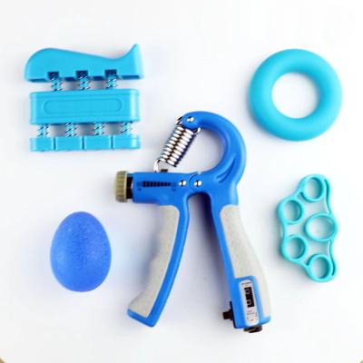 China Adjustable Hand Grip Strengthener Set Counting Grip with Five Fingers Rehabilitation Training Silicone hand Ball strengt for sale