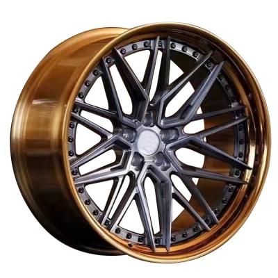 China factory Customized 2 piece super deep concave brushed bronze polished lip forged wheel en venta