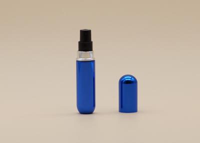 China Blue Reusable Perfume Spray Bottle Aluminum Sheathed Oxidized Surface Handling for sale