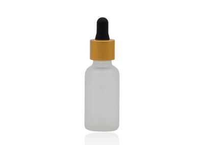 China botellas de cristal claras heladas 50ml del aceite esencial de la botella de aceite con el dropper mate del oro en venta