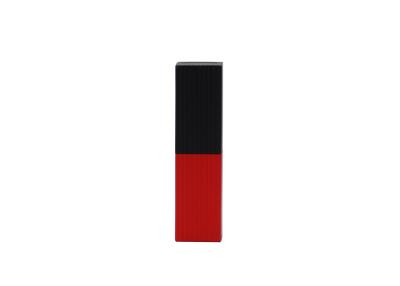 China Square Lip Balm Tubes Ribbed Aluminum Magnet Tube With Black And Red Color for sale