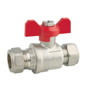 China 22mm 15mm Brass Compression Ball Valve With Butterfly Handle for sale