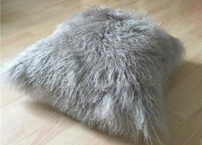 China Real Super Soft Plush Mongolian Sheepskin Cushion Covers Warm 16x16 Inches for sale