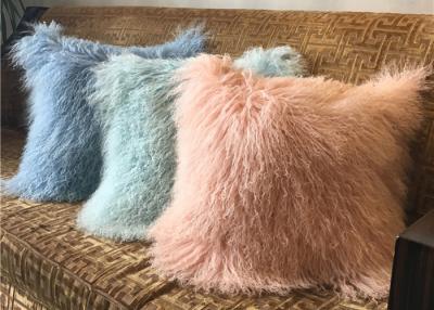 China 18 Inches Long Sheep Fur Decorative Pillows , Mongolian Fur Outdoor Throw Pillows  for sale