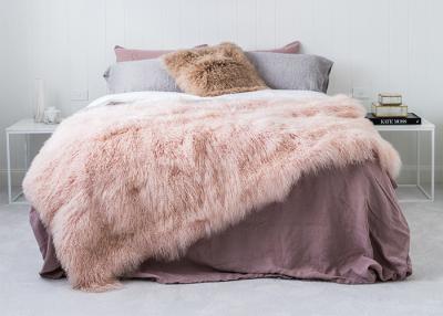 China Genuine Tibetan Sheepskin Throw For Queen Size Bed, Soft Sheepskin Fur Blanket  for sale