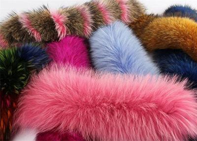 China 70*20cm Dyed Red Raccoon Fur Collar Fabric Lining With Loops / Buttons for sale