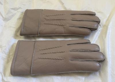 China Double Face Mens Sheepskin Lined Leather Gloves Soft Warm For Winter / Driving for sale