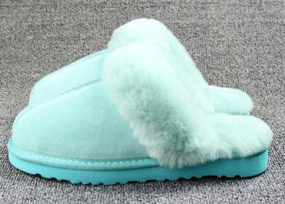 China Anti Slip Ladies Sheepskin Mule Slippers , Ladies Wool Lined Slippers With Soft Leather Sole for sale