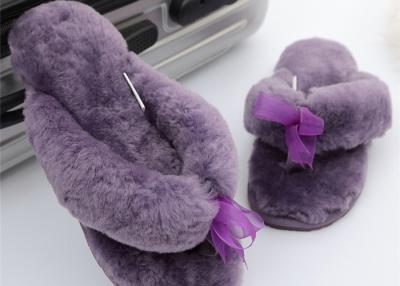 China Sheep Wool Slippers New Model Women Style Genuine Sheepskin Slipper Free Sample Purple Color for sale