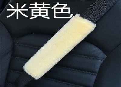 China Beige Color Fluffy Seat Belt Covers For Auto Cars , Sheepskin Seat Belt Cushion Pads for sale